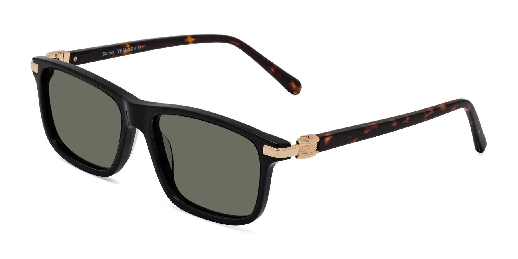 Angle of Sutton in Black/Tortoise with Gray Polarized Lenses