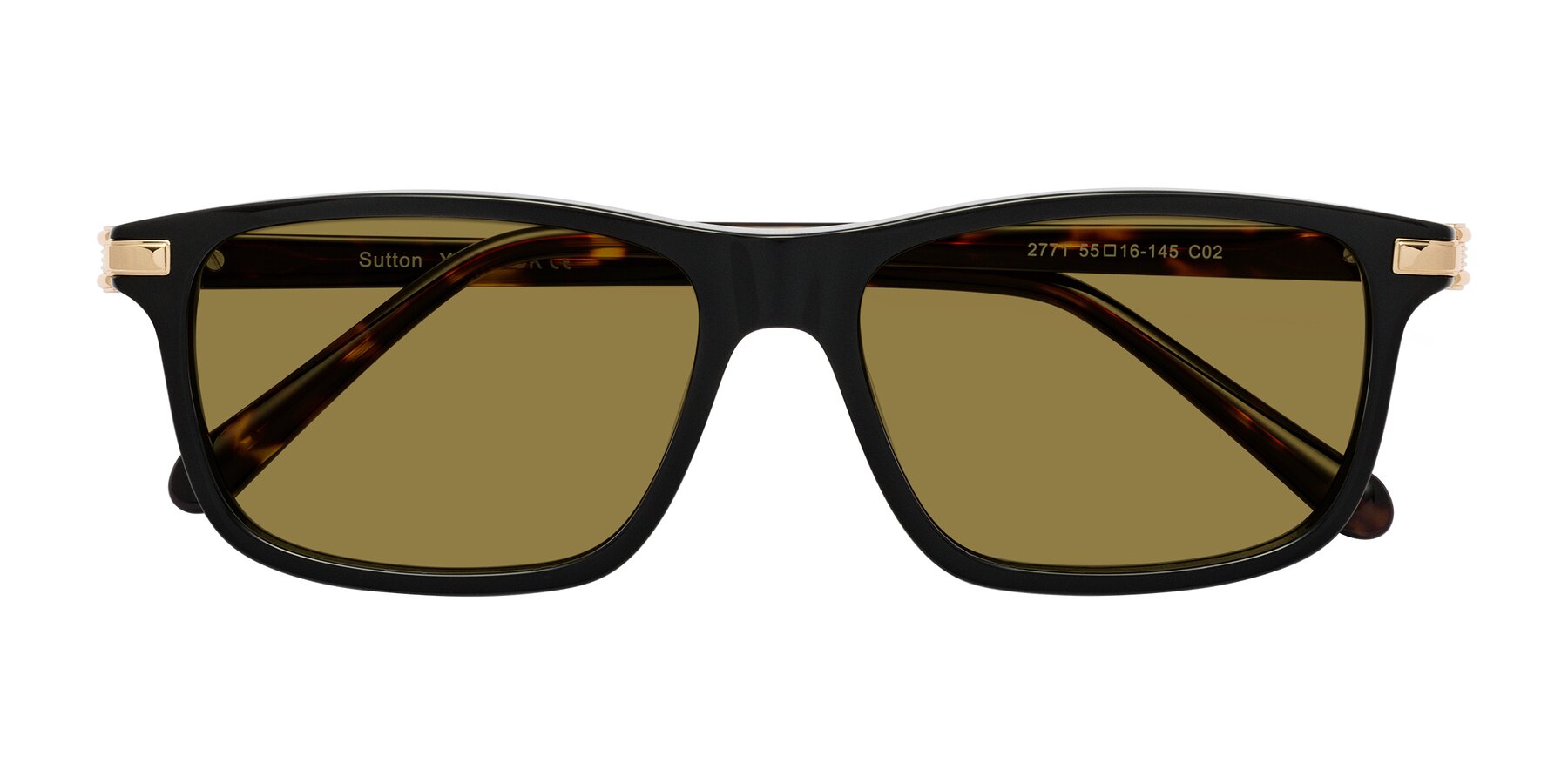 Folded Front of Sutton in Black/Tortoise with Brown Polarized Lenses