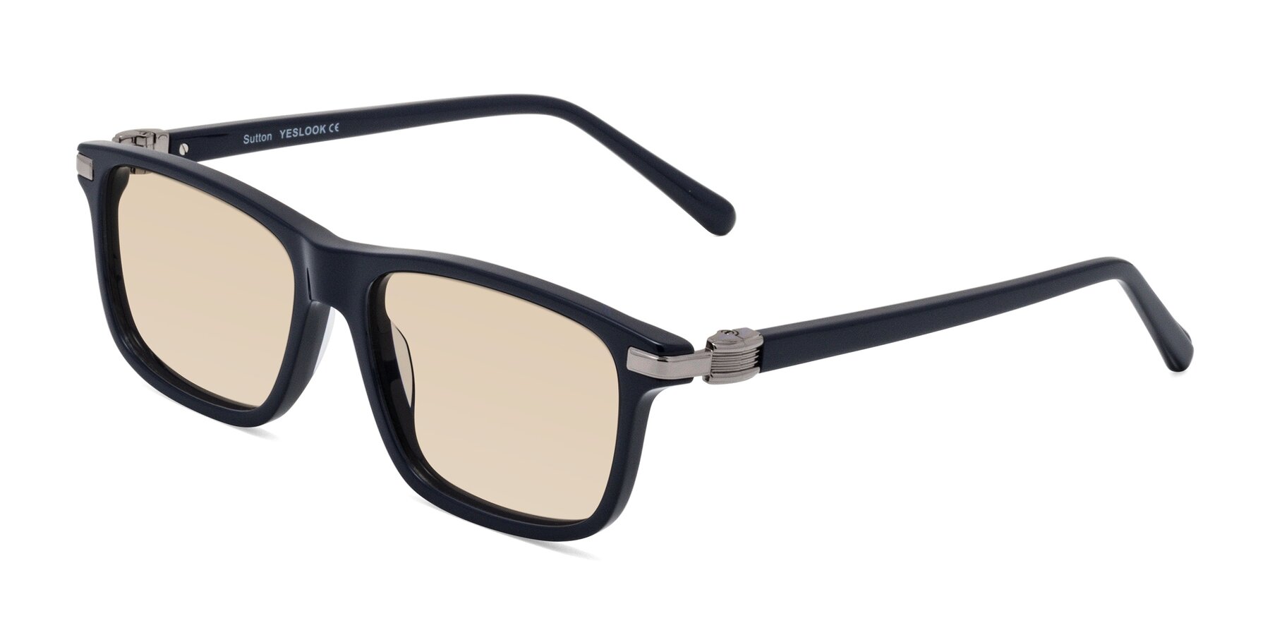 Angle of Sutton in Dark Navy with Light Brown Tinted Lenses