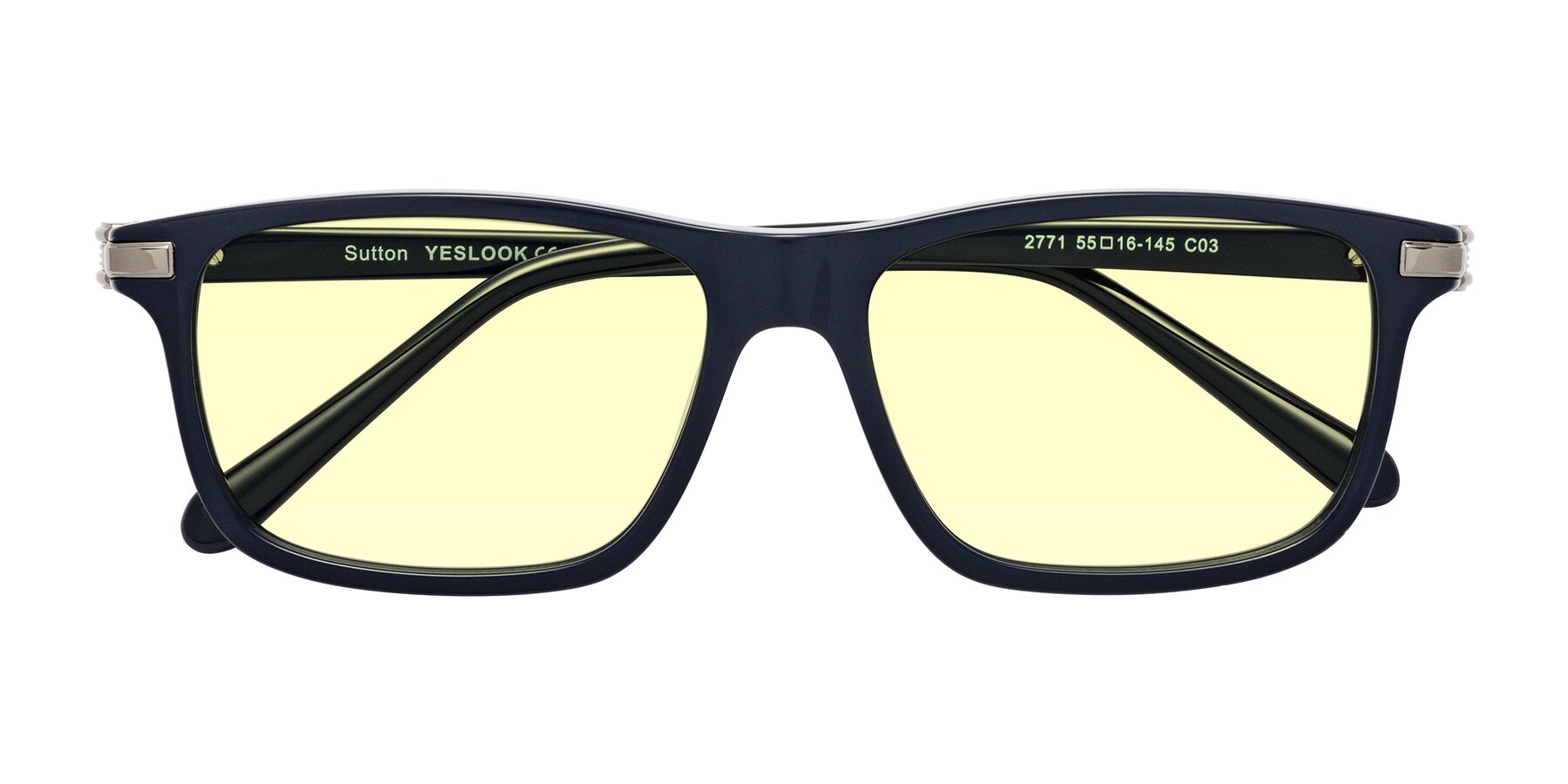 Folded Front of Sutton in Dark Navy with Light Yellow Tinted Lenses