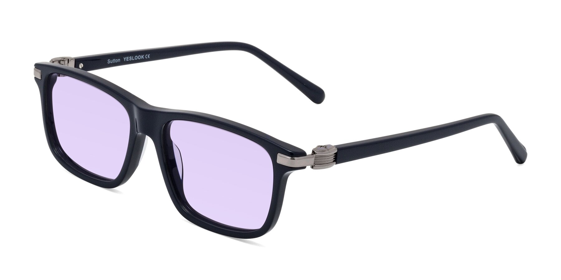Angle of Sutton in Dark Navy with Light Purple Tinted Lenses