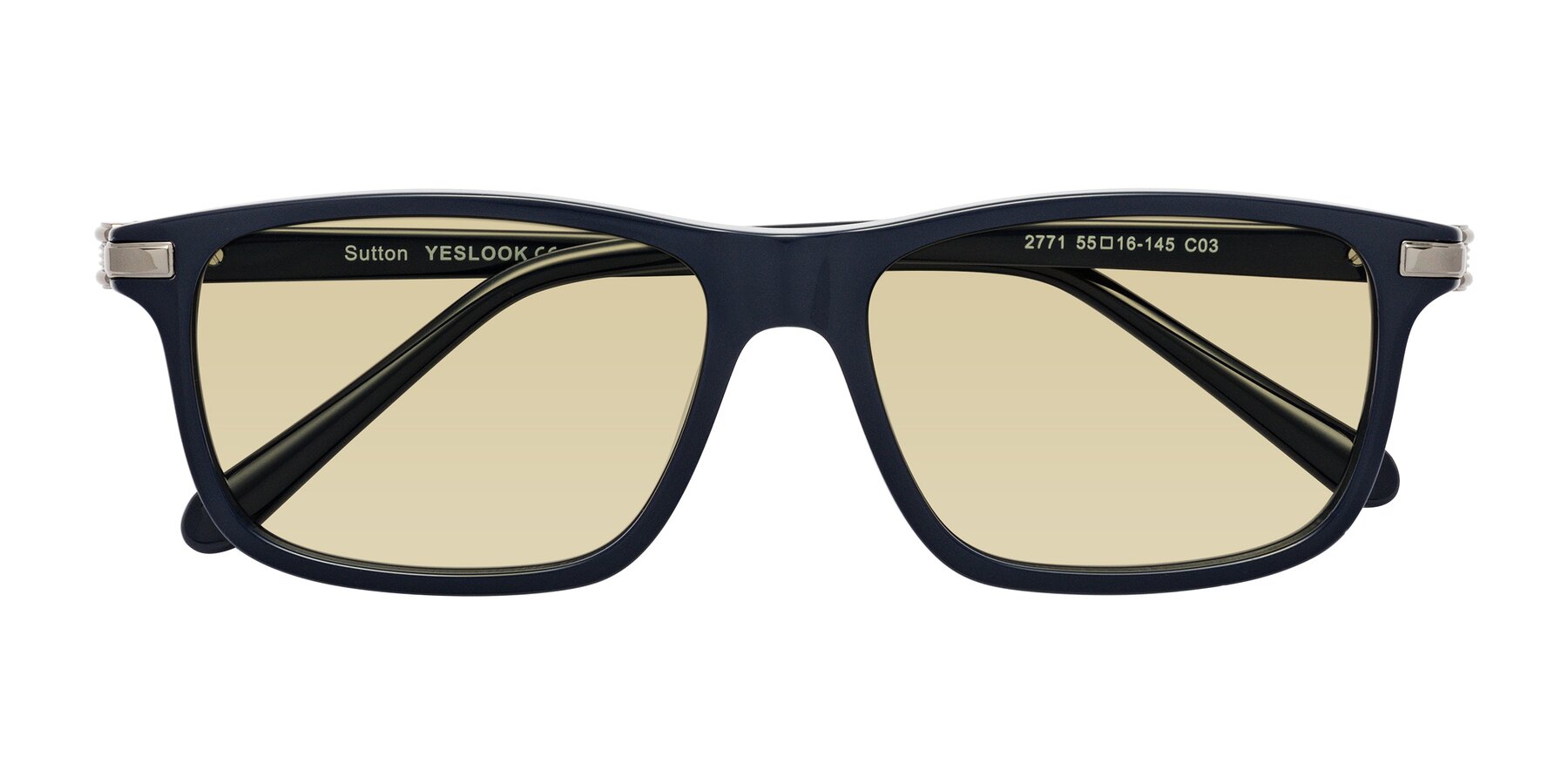 Folded Front of Sutton in Dark Navy with Light Champagne Tinted Lenses