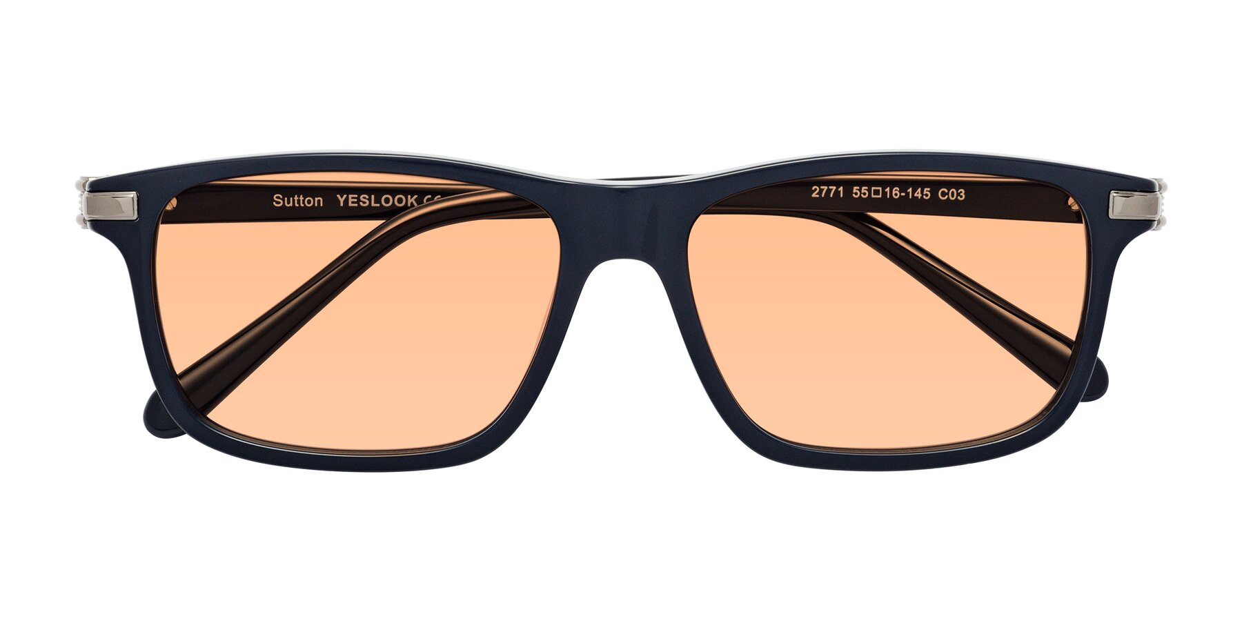 Folded Front of Sutton in Dark Navy with Light Orange Tinted Lenses