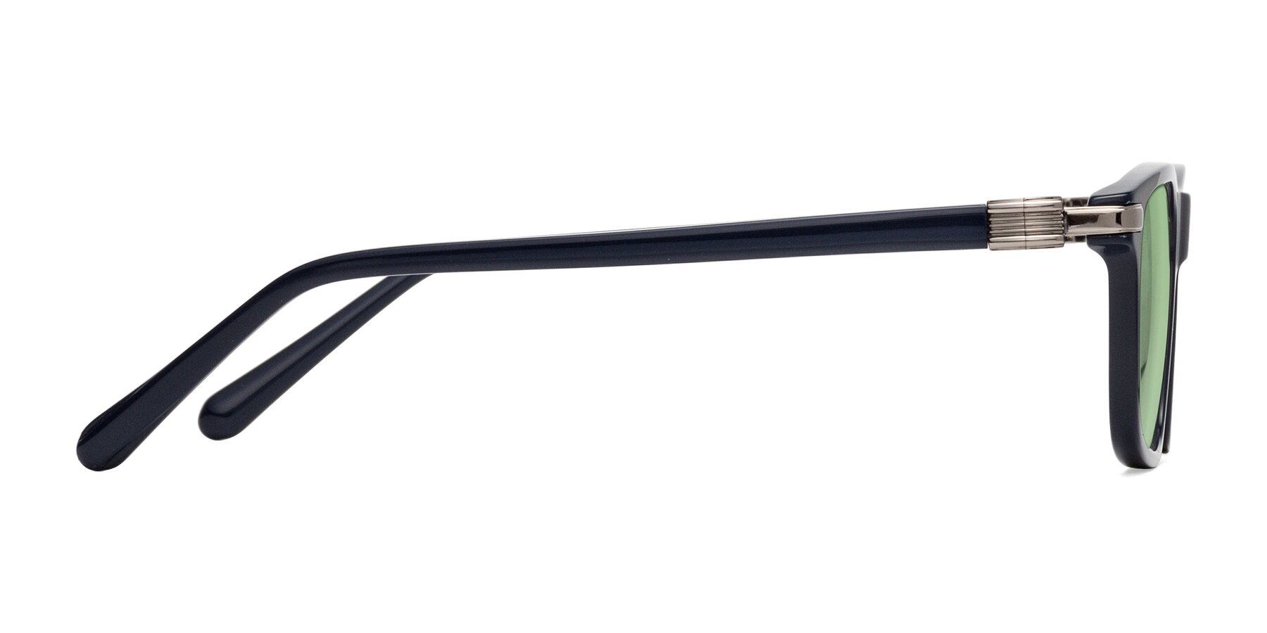 Side of Sutton in Dark Navy with Medium Green Tinted Lenses