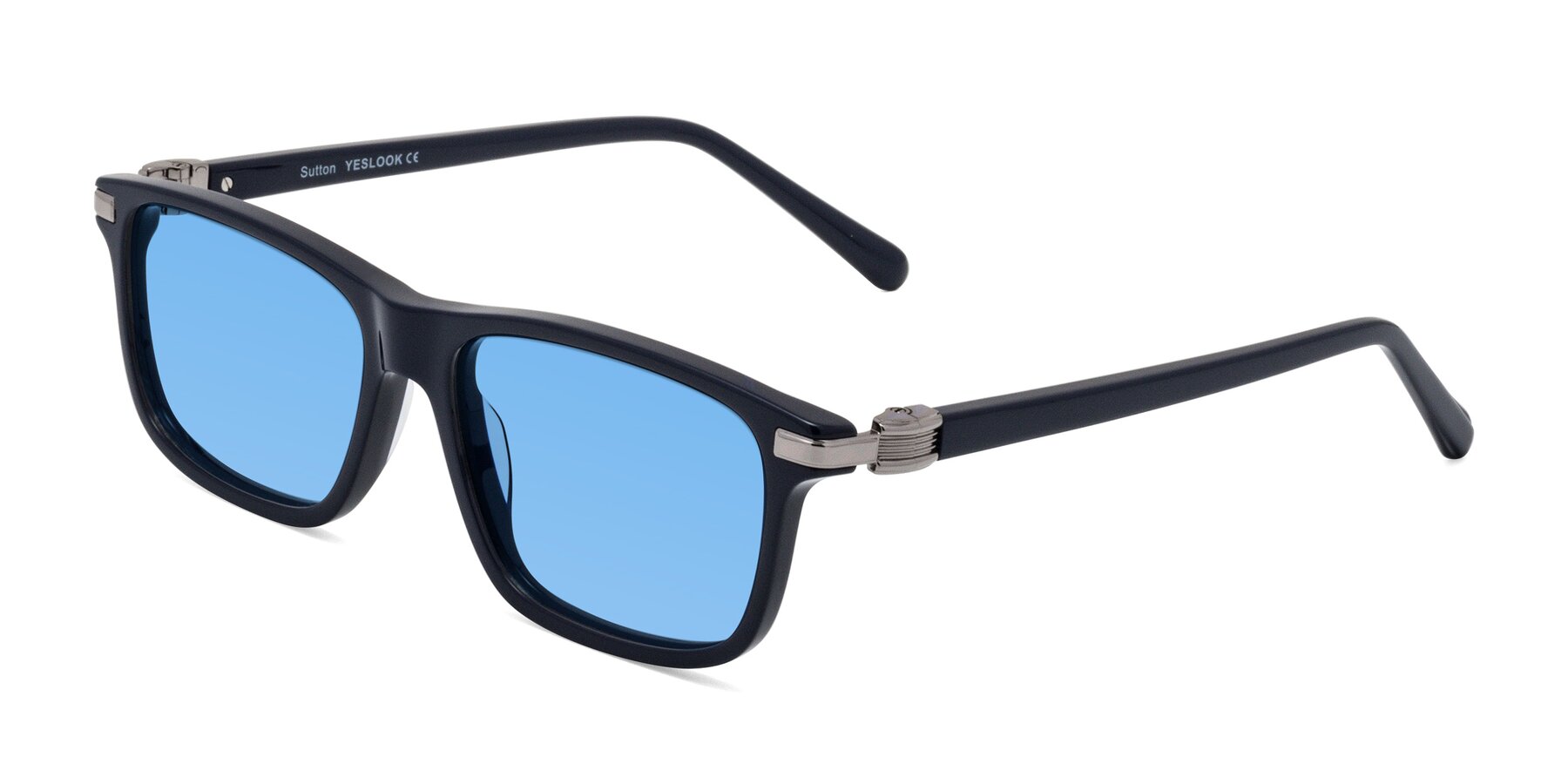 Angle of Sutton in Dark Navy with Medium Blue Tinted Lenses
