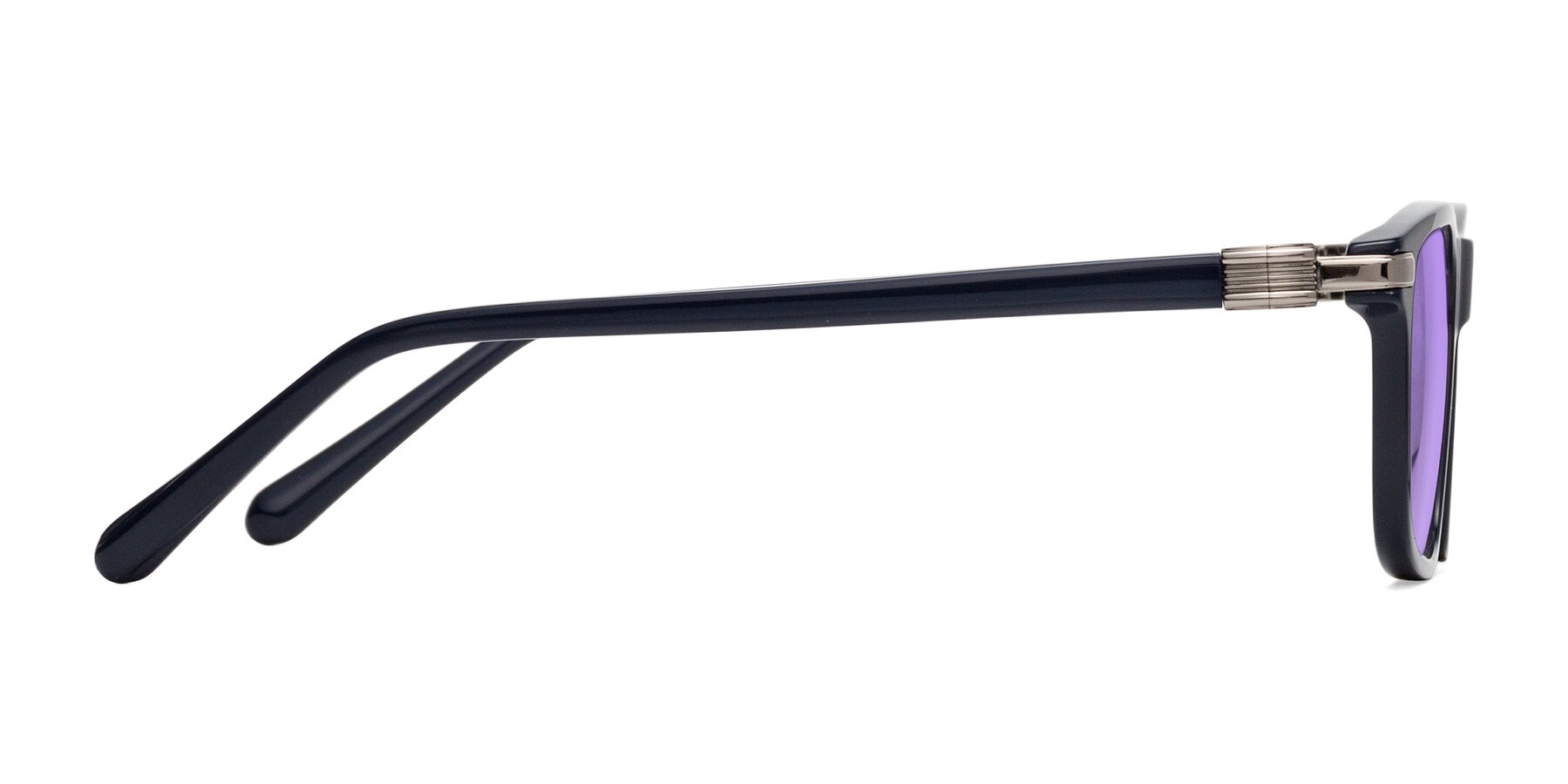 Side of Sutton in Dark Navy with Medium Purple Tinted Lenses