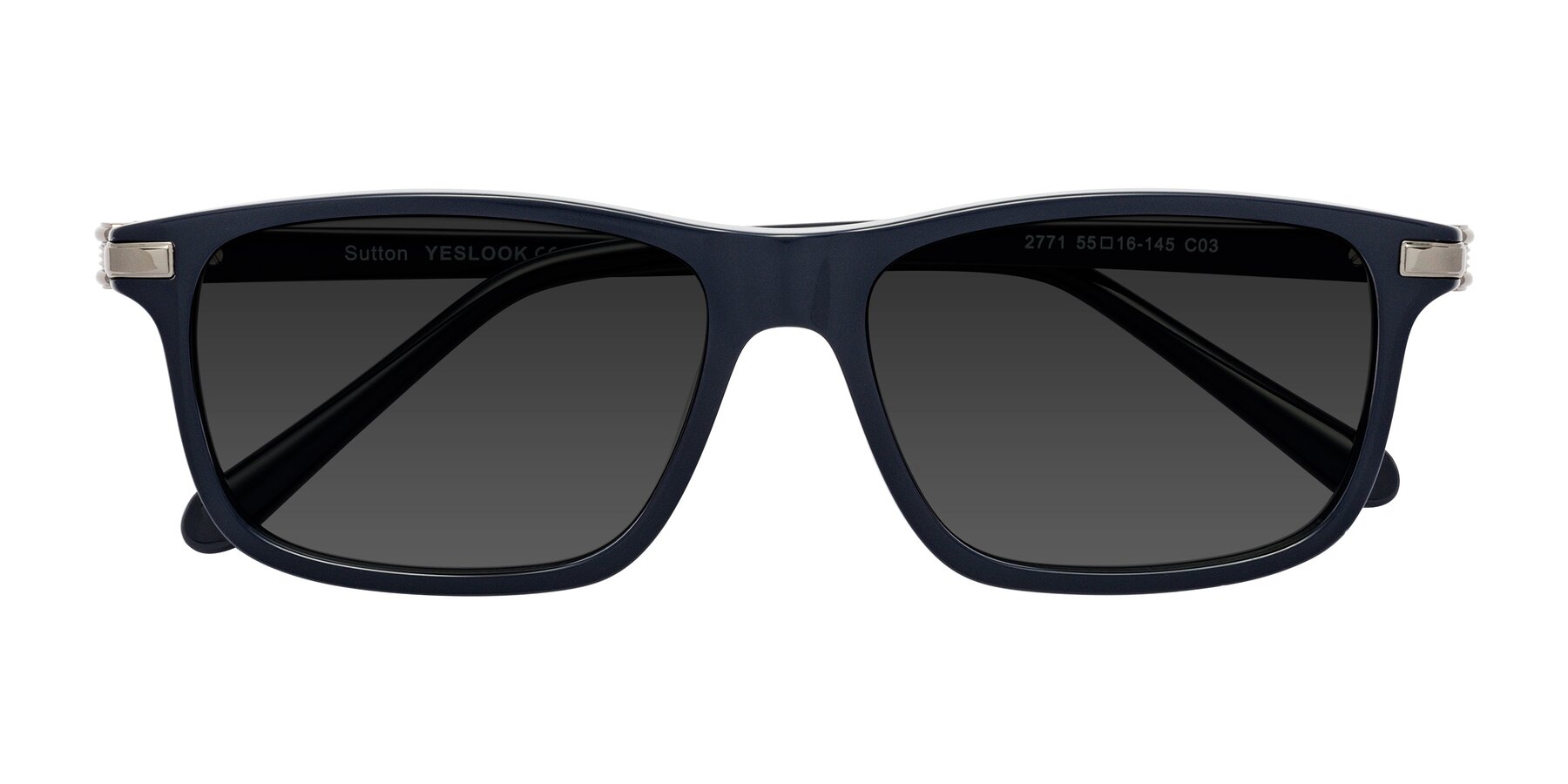 Folded Front of Sutton in Dark Navy with Gray Tinted Lenses