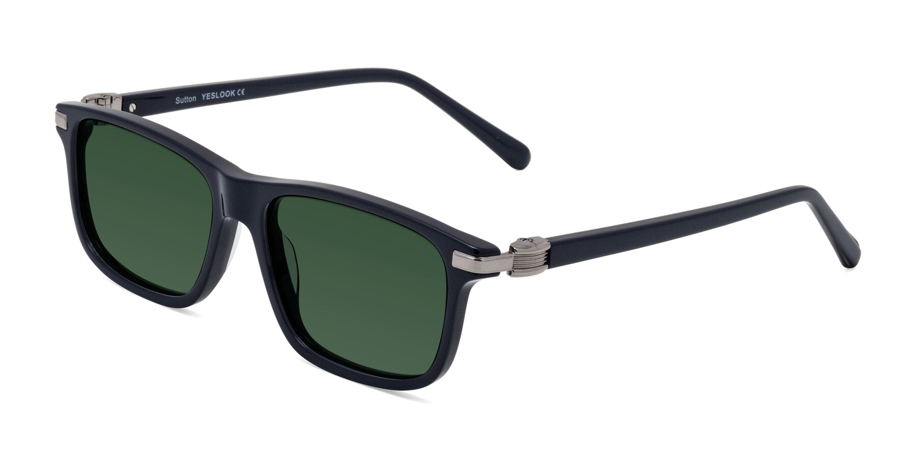Angle of Sutton in Dark Navy with Green Tinted Lenses