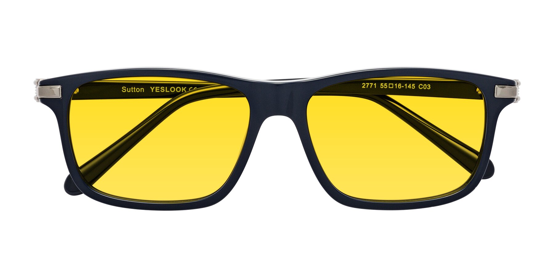 Folded Front of Sutton in Dark Navy with Yellow Tinted Lenses
