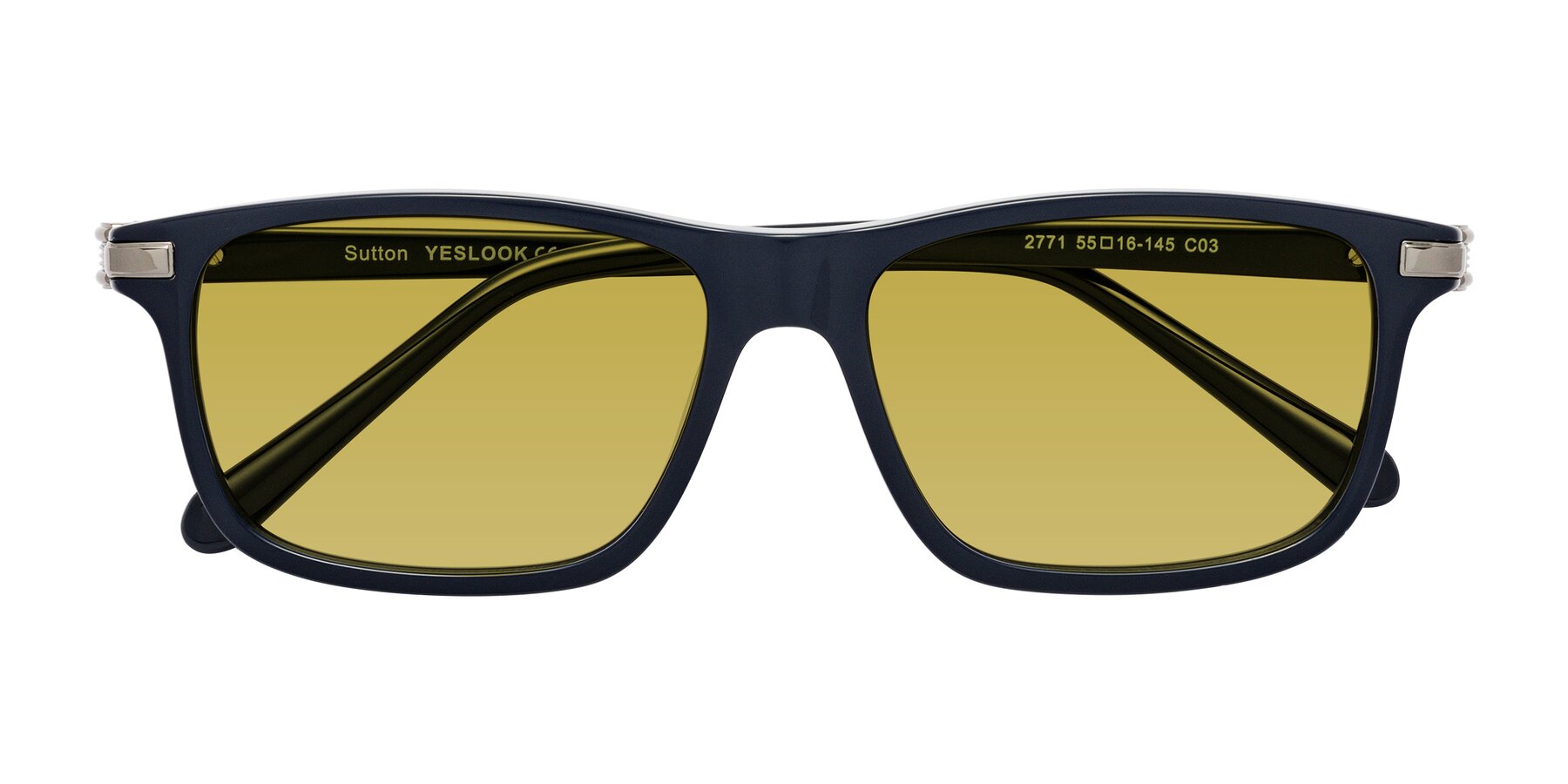 Folded Front of Sutton in Dark Navy with Champagne Tinted Lenses