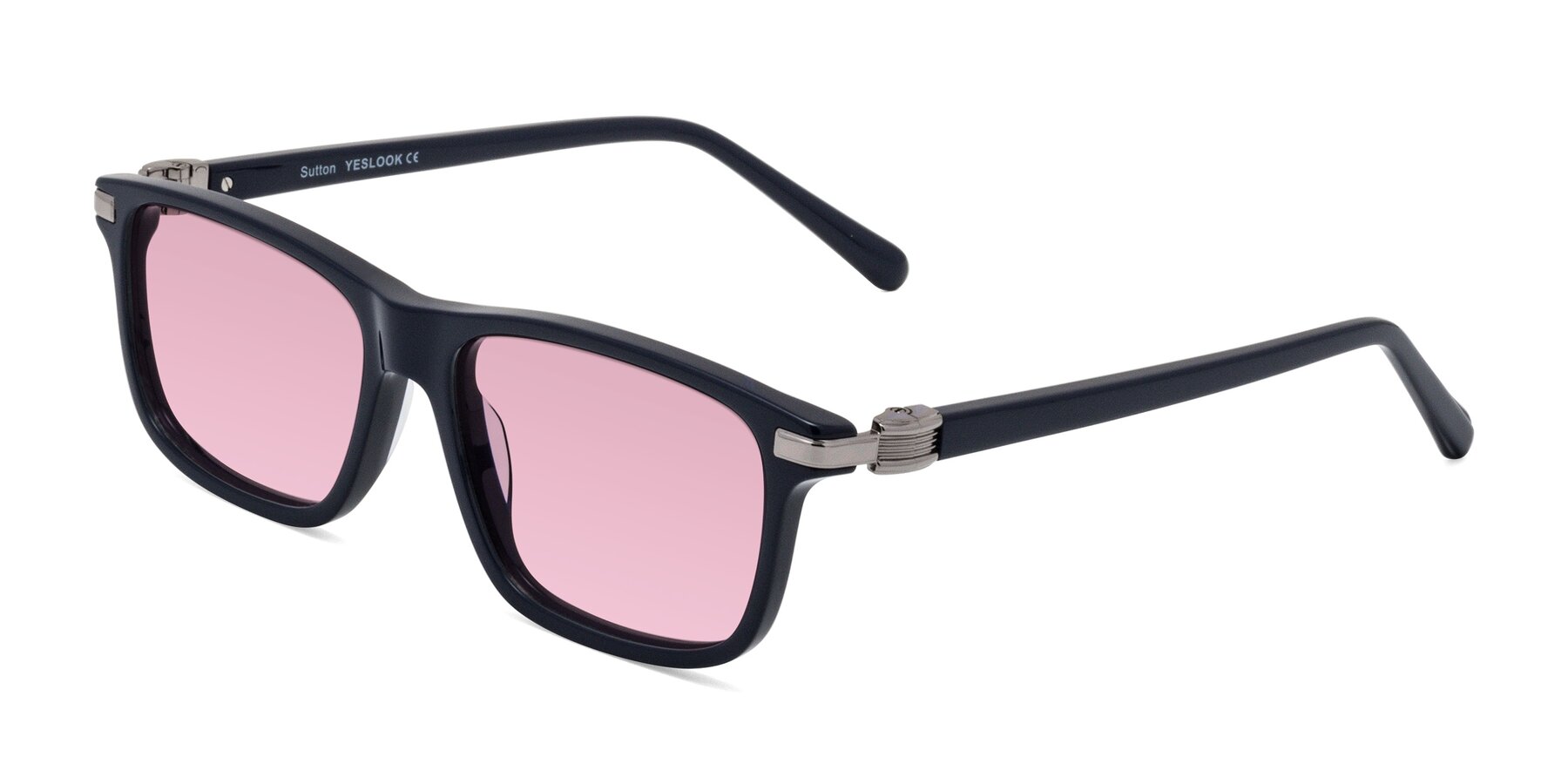 Angle of Sutton in Dark Navy with Light Wine Tinted Lenses