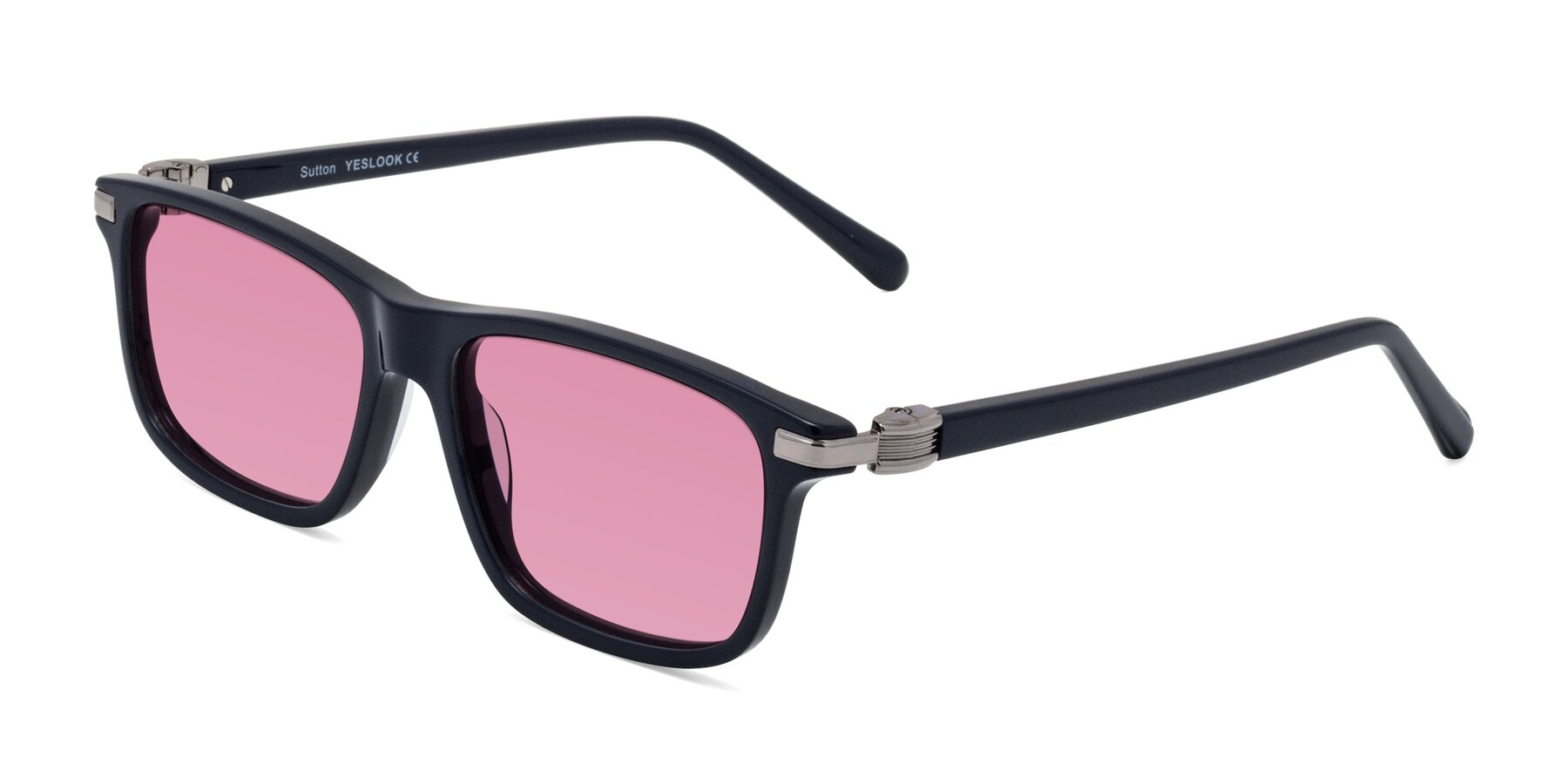 Angle of Sutton in Dark Navy with Medium Wine Tinted Lenses
