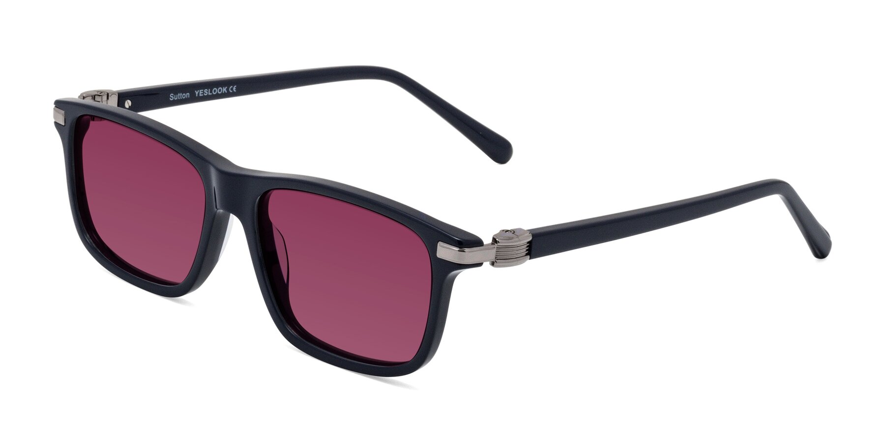 Angle of Sutton in Dark Navy with Wine Tinted Lenses
