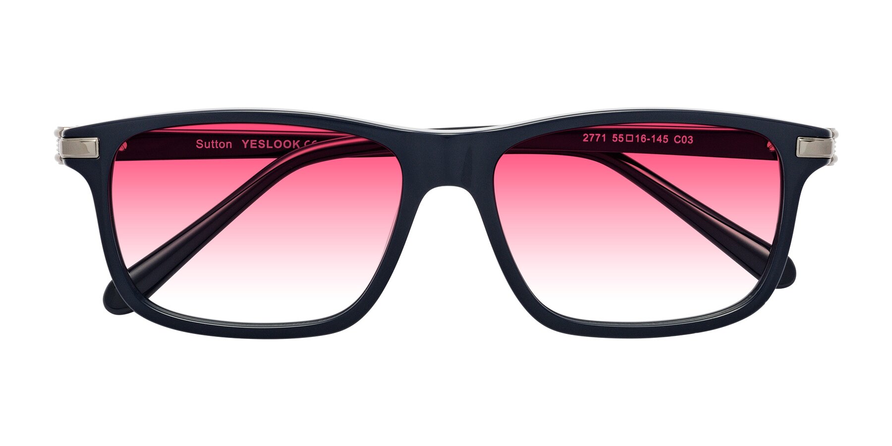 Folded Front of Sutton in Dark Navy with Pink Gradient Lenses