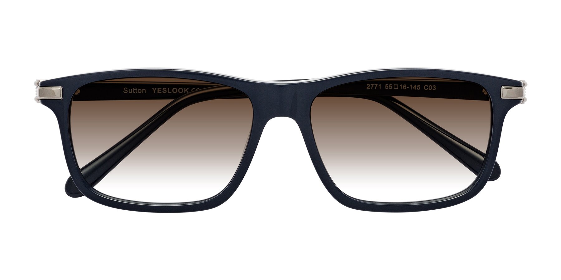 Folded Front of Sutton in Dark Navy with Brown Gradient Lenses