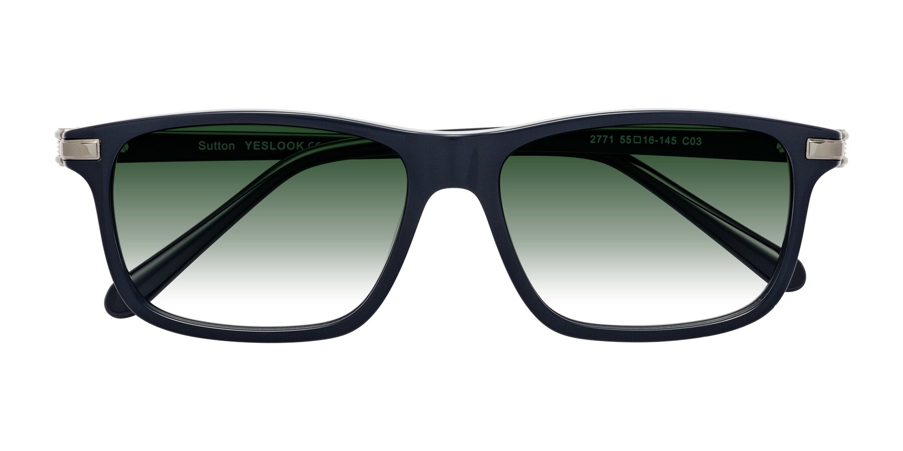 Folded Front of Sutton in Dark Navy with Green Gradient Lenses