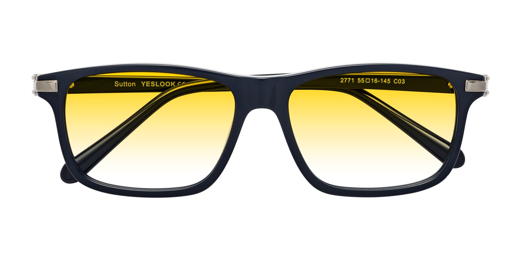 Folded Front of Sutton in Dark Navy with Yellow Gradient Lenses