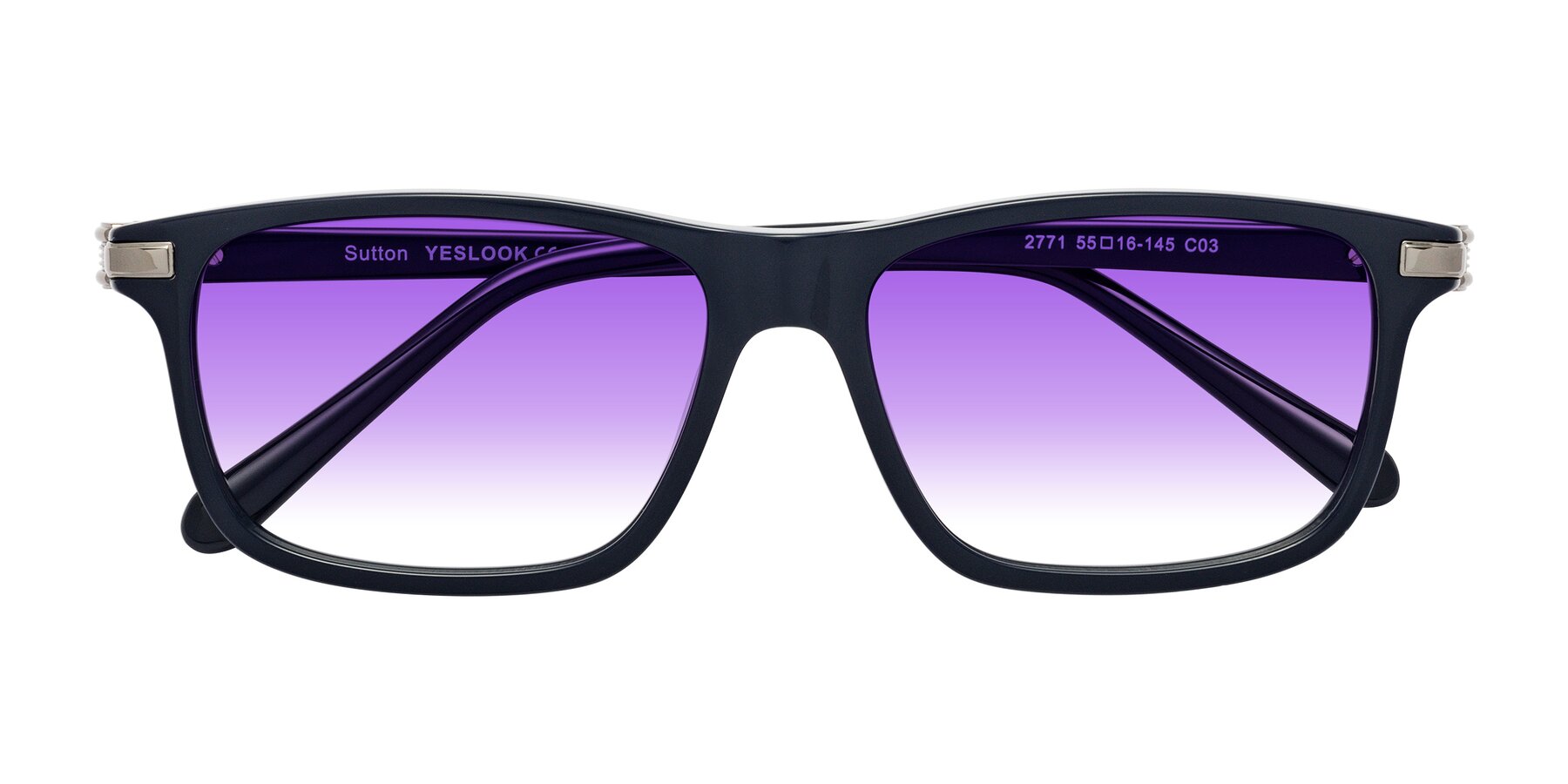 Folded Front of Sutton in Dark Navy with Purple Gradient Lenses