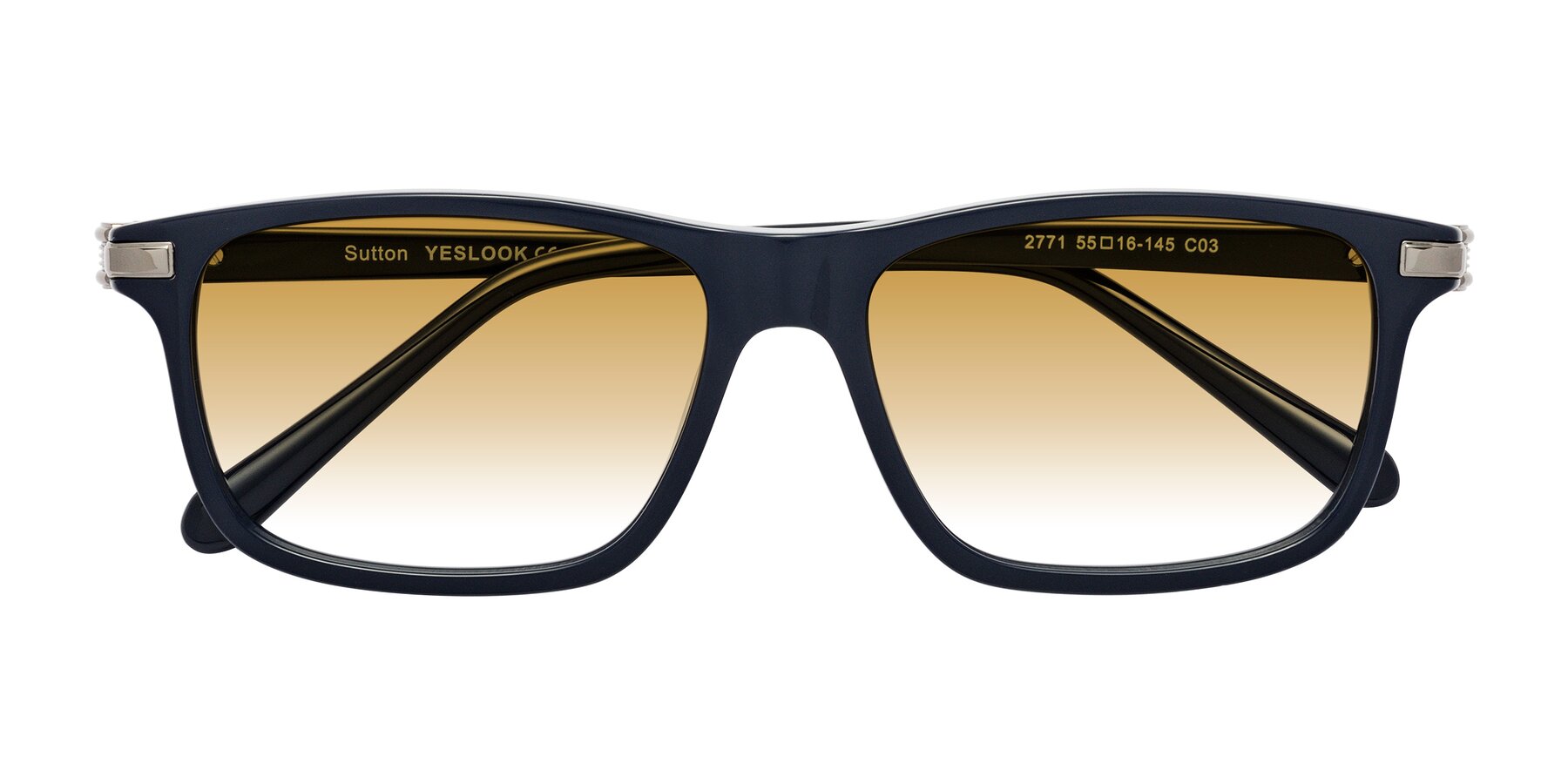 Folded Front of Sutton in Dark Navy with Champagne Gradient Lenses