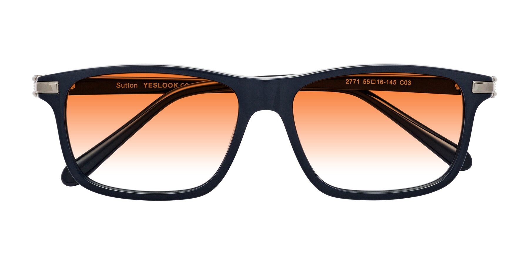 Folded Front of Sutton in Dark Navy with Orange Gradient Lenses