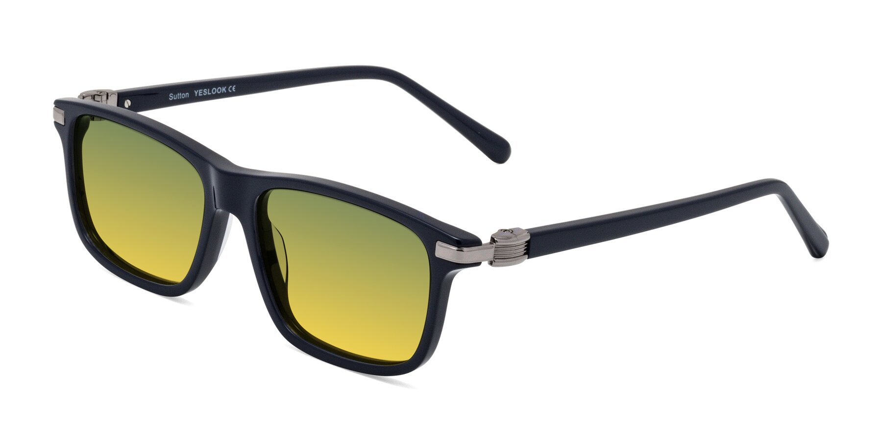 Angle of Sutton in Dark Navy with Green / Yellow Gradient Lenses