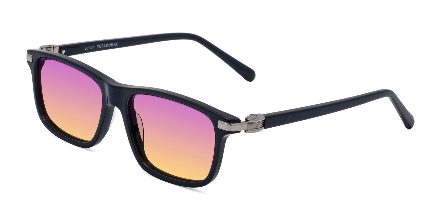 Angle of Sutton in Dark Navy with Purple / Yellow Gradient Lenses