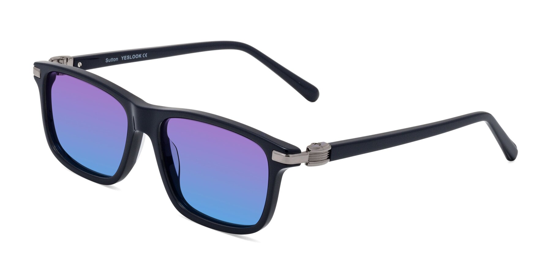 Angle of Sutton in Dark Navy with Purple / Blue Gradient Lenses