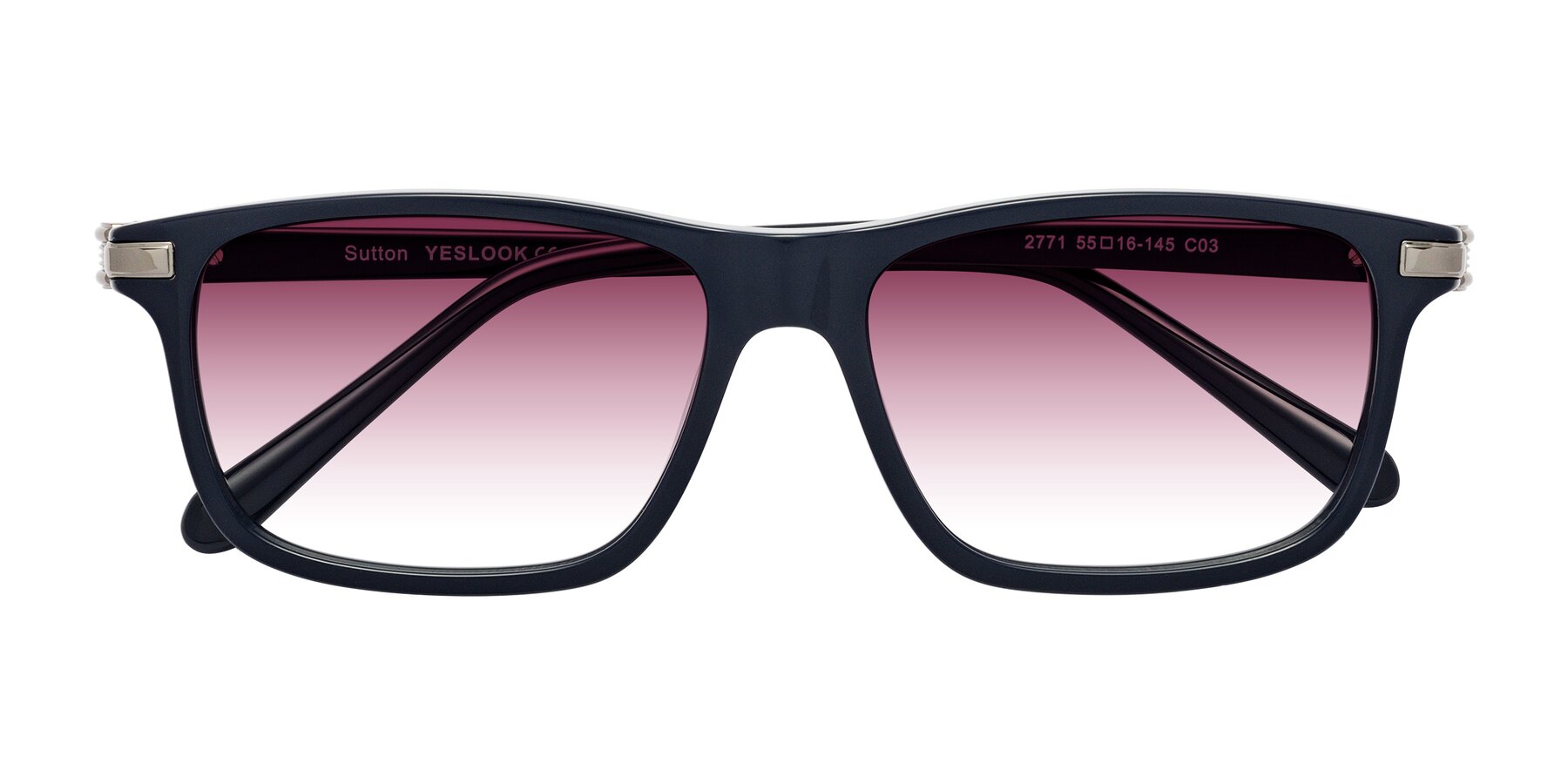 Folded Front of Sutton in Dark Navy with Wine Gradient Lenses
