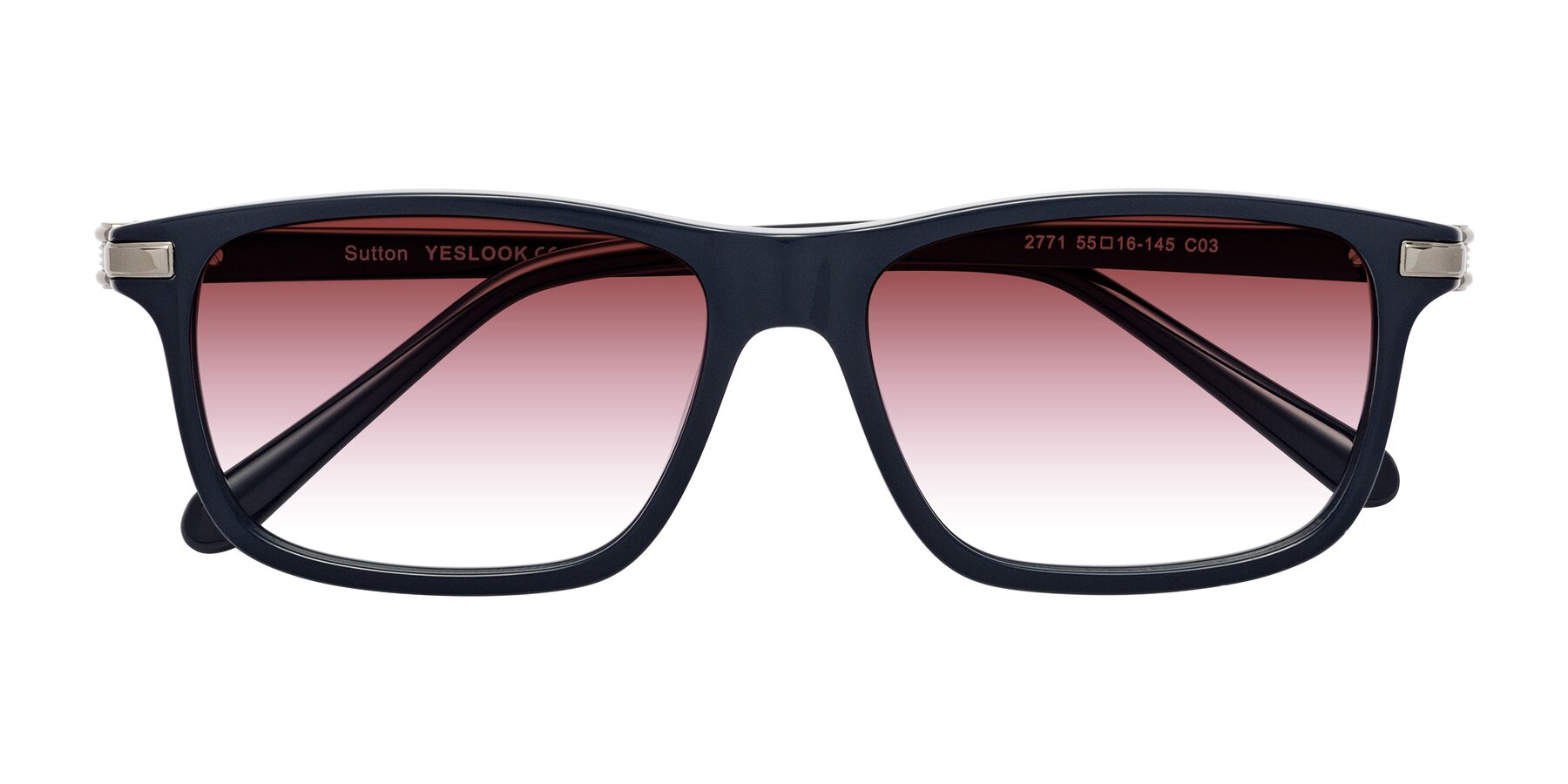 Folded Front of Sutton in Dark Navy with Garnet Gradient Lenses