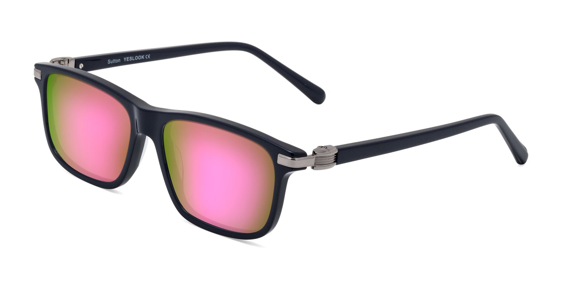 Angle of Sutton in Dark Navy with Pink Mirrored Lenses