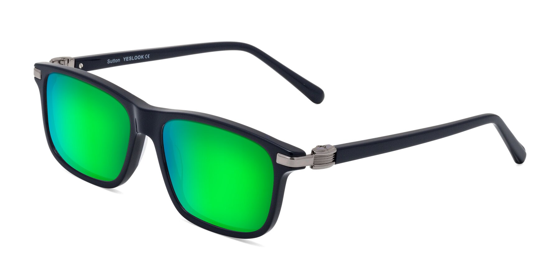 Angle of Sutton in Dark Navy with Green Mirrored Lenses