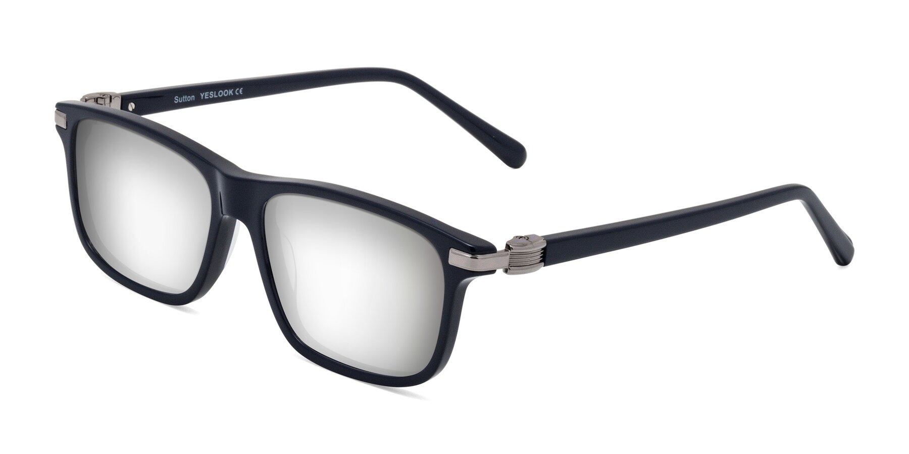 Angle of Sutton in Dark Navy with Silver Mirrored Lenses