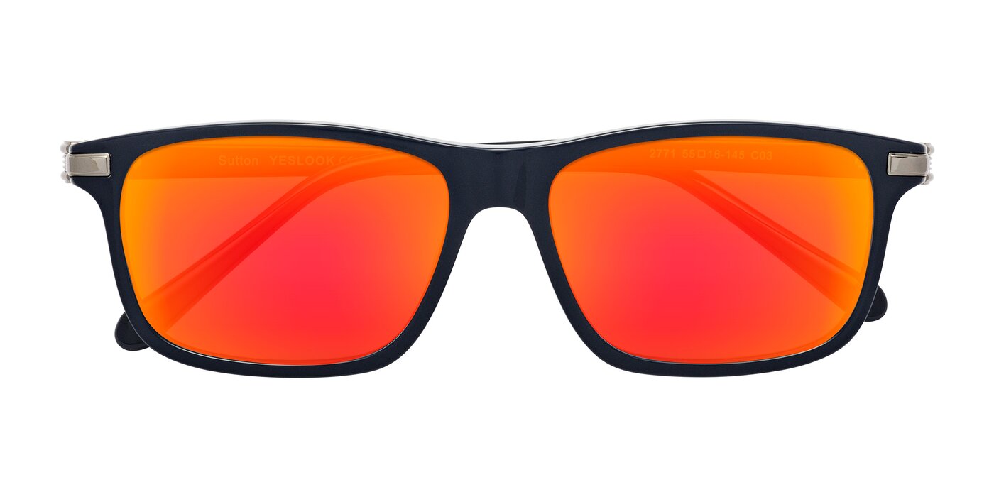Sutton - Dark Navy Flash Mirrored Sunglasses