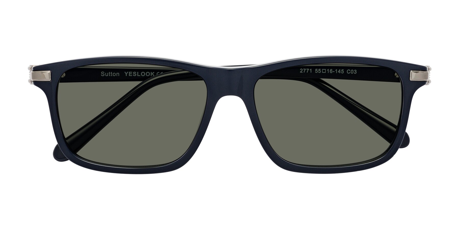 Folded Front of Sutton in Dark Navy with Gray Polarized Lenses