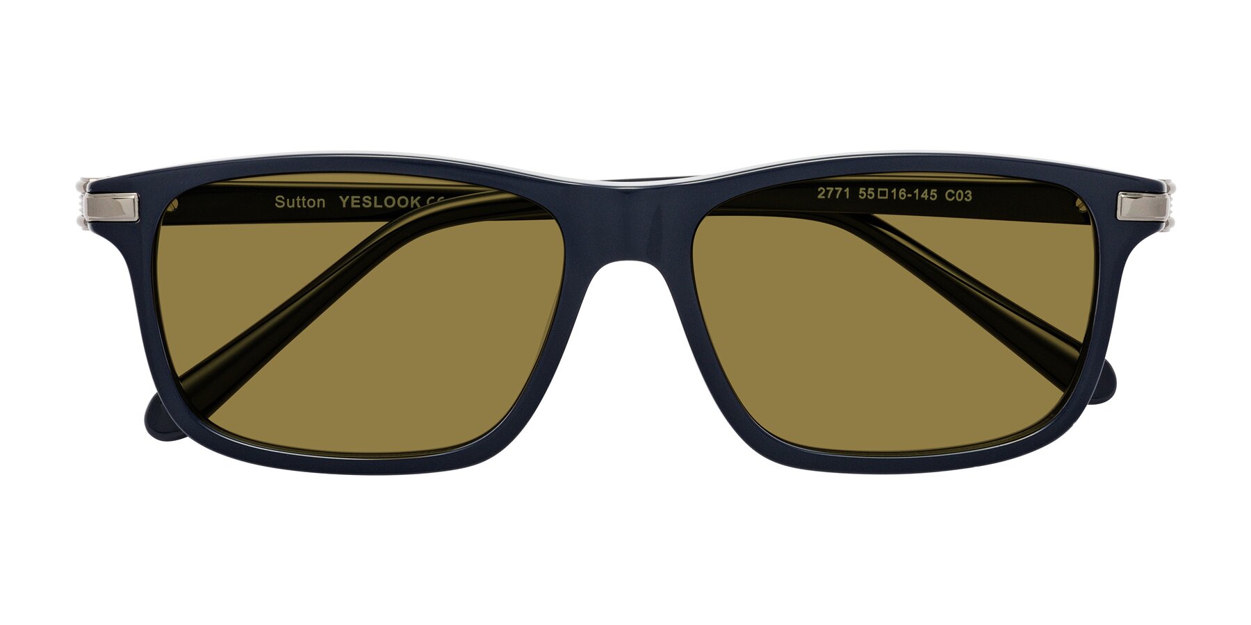 Folded Front of Sutton in Dark Navy with Brown Polarized Lenses