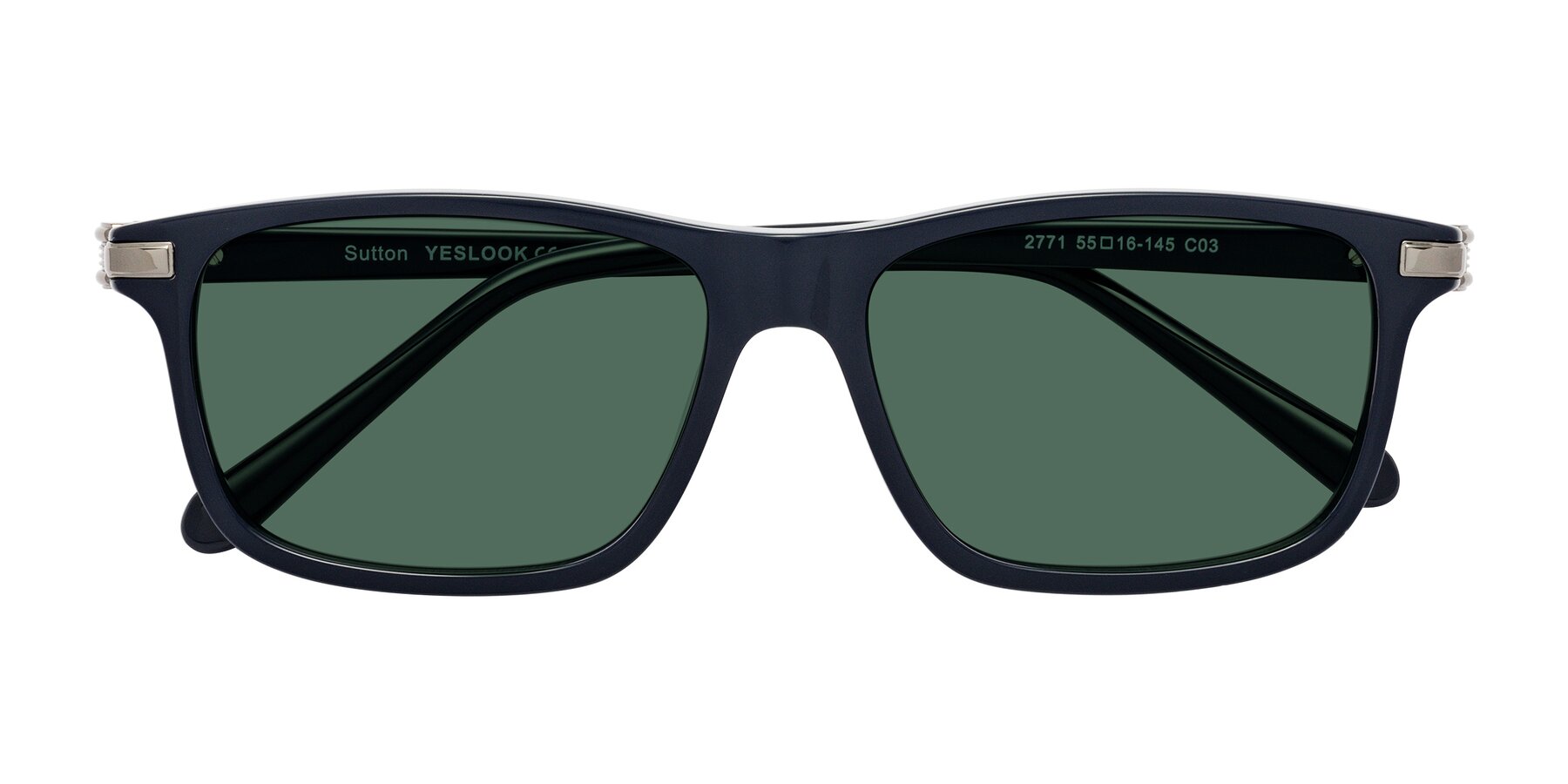 Folded Front of Sutton in Dark Navy with Green Polarized Lenses