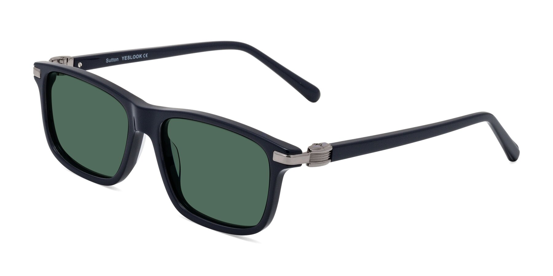 Angle of Sutton in Dark Navy with Green Polarized Lenses