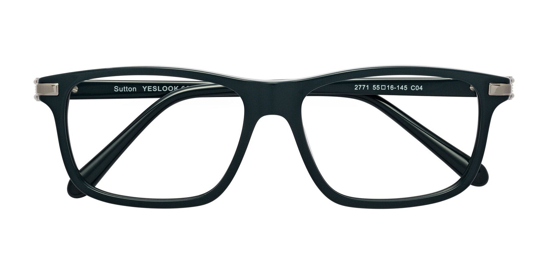 Folded Front of Sutton in Phthalo Green with Clear Eyeglass Lenses