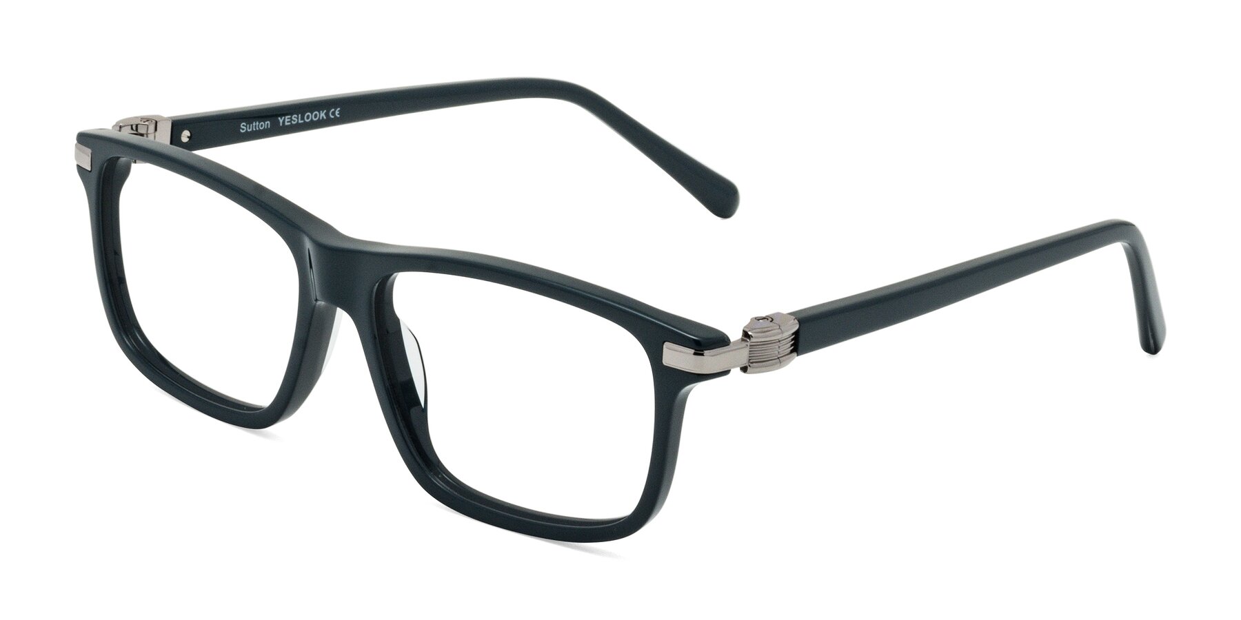 Angle of Sutton in Phthalo Green with Clear Eyeglass Lenses
