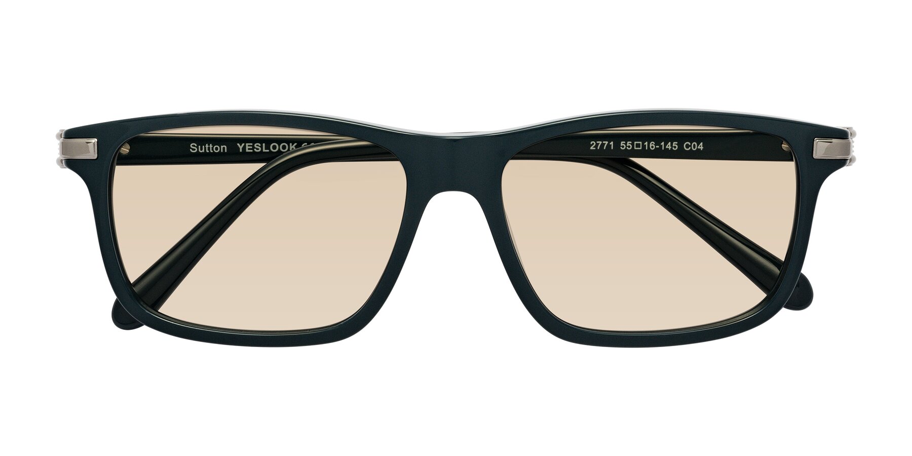 Folded Front of Sutton in Phthalo Green with Light Brown Tinted Lenses