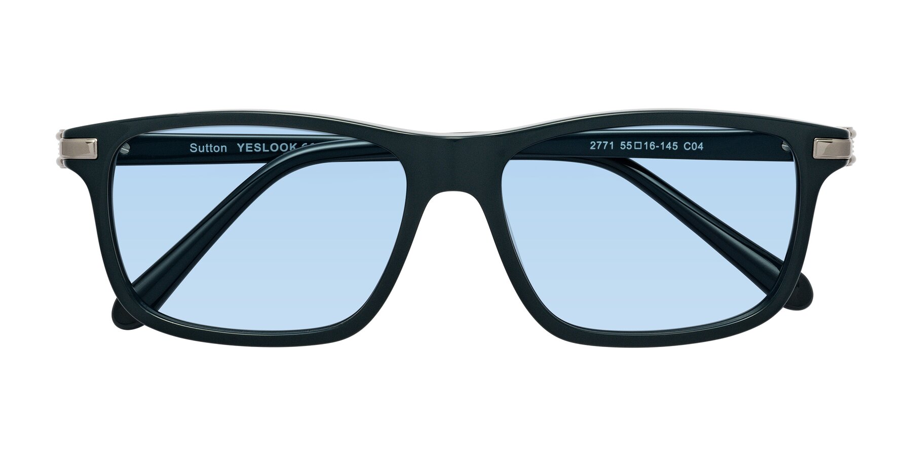 Folded Front of Sutton in Phthalo Green with Light Blue Tinted Lenses