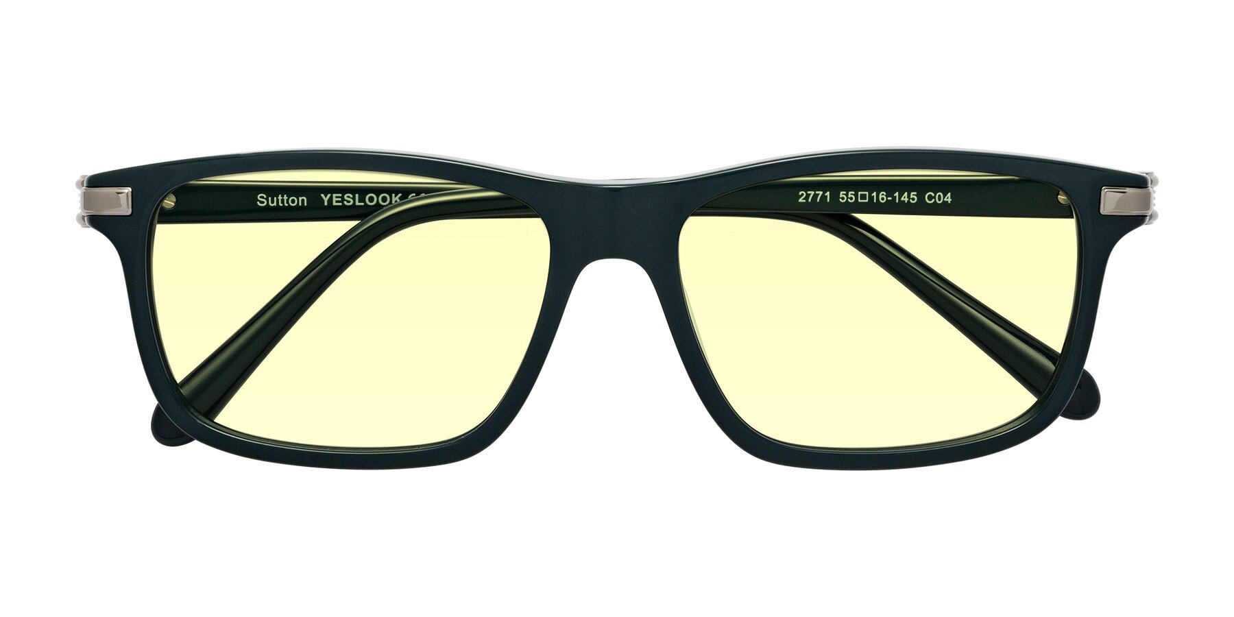 Folded Front of Sutton in Phthalo Green with Light Yellow Tinted Lenses