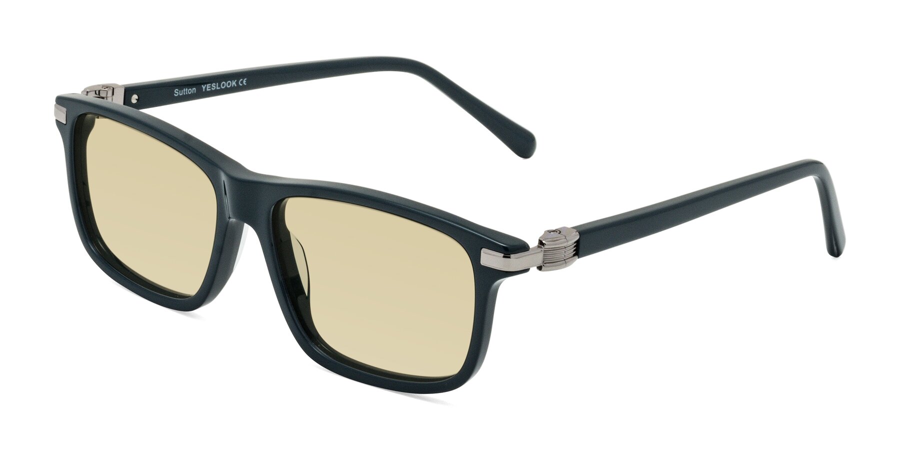 Angle of Sutton in Phthalo Green with Light Champagne Tinted Lenses