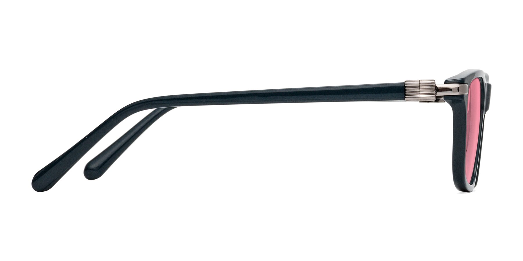 Side of Sutton in Phthalo Green with Pink Tinted Lenses