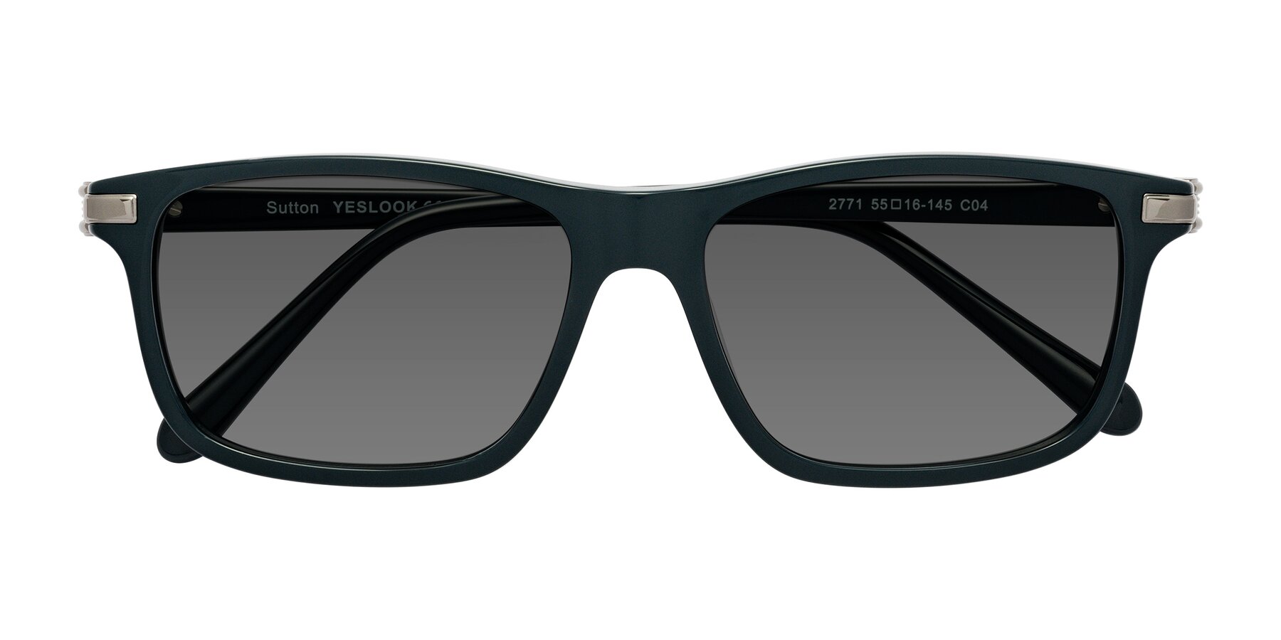 Folded Front of Sutton in Phthalo Green with Medium Gray Tinted Lenses