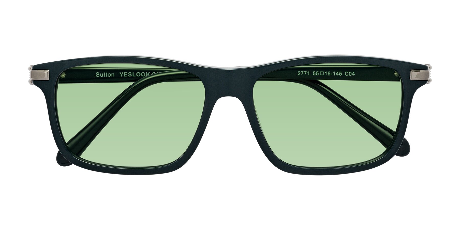 Folded Front of Sutton in Phthalo Green with Medium Green Tinted Lenses