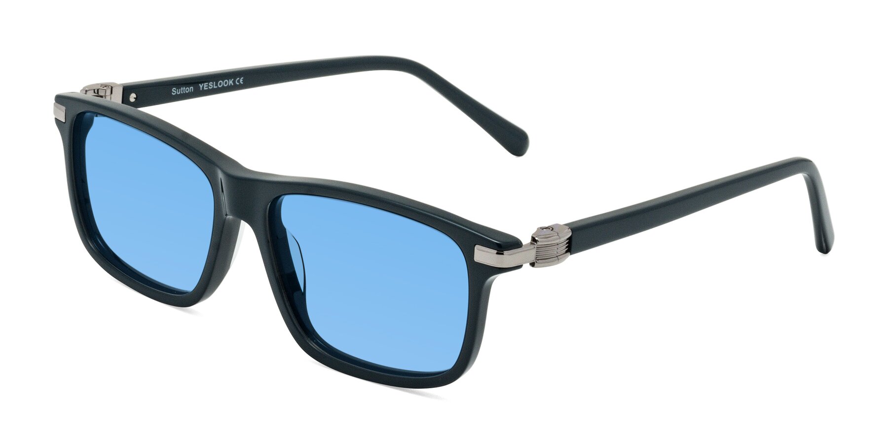 Angle of Sutton in Phthalo Green with Medium Blue Tinted Lenses