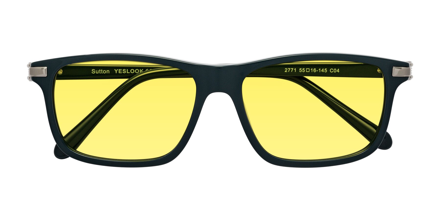 Folded Front of Sutton in Phthalo Green with Medium Yellow Tinted Lenses