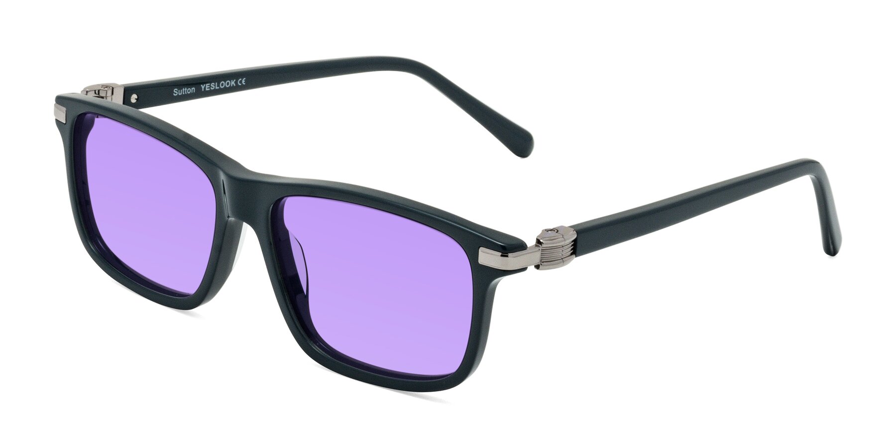 Angle of Sutton in Phthalo Green with Medium Purple Tinted Lenses
