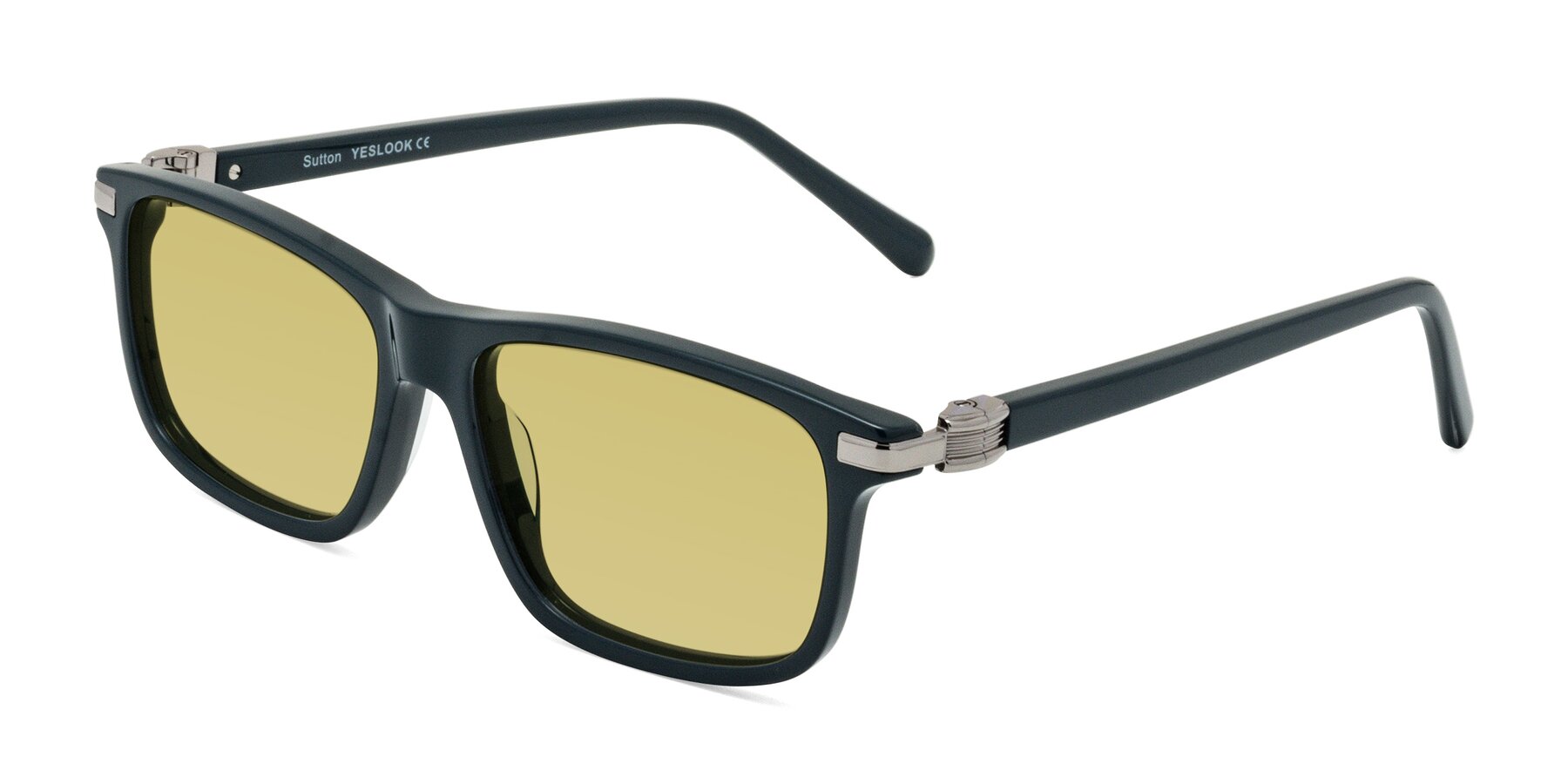 Angle of Sutton in Phthalo Green with Medium Champagne Tinted Lenses